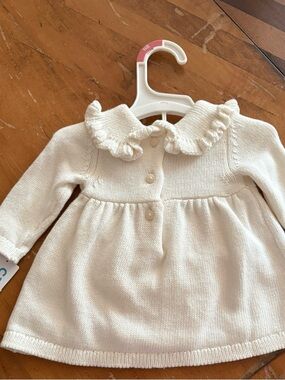 Carter's Cream Knit Ruffled Collar Baby Dress